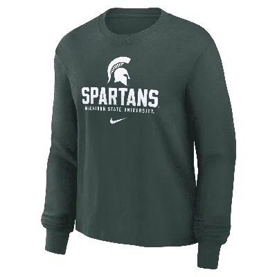 Nike Michigan State Spartans Primetime University Boxy  Women's College Long-sleeve T-shirt In Green