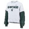 Nike Women's White Michigan State Spartans Color-block Oversized Cropped Pullover Sweatshirt In White