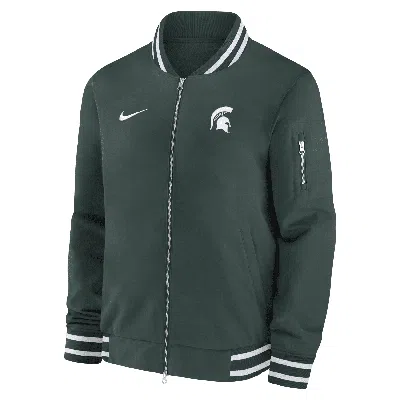 Nike Michigan State Spartans Sideline  Men's College Full-zip Bomber Jacket In Green
