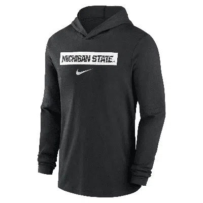 Nike Michigan State Spartans Sideline  Men's Dri-fit College Long-sleeve Hooded Top In Black