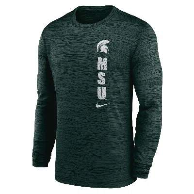 Nike Michigan State Spartans Sideline Velocity  Men's Dri-fit College Long-sleeve T-shirt In Green