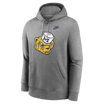 Nike Men's Heather Gray Michigan Wolverines Legacy Logo Club Fleece Pullover Hoodie