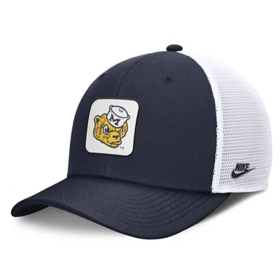 Nike Michigan Wolverines Legacy Rise Mascot  Unisex College Trucker Adjustable Hat In Blue