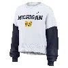 Nike Women's White Michigan Wolverines Color-block Oversized Cropped Pullover Sweatshirt In White