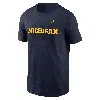 Nike Men's Michigan Wolverines Primetime Wordmark  College T-shirt In Blue
