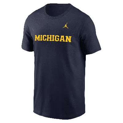 Nike Men's Michigan Wolverines Primetime Wordmark  College T-shirt In Blue