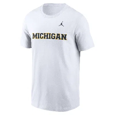 Nike Men's Michigan Wolverines Primetime Wordmark  College T-shirt In White