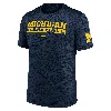 Nike Michigan Wolverines Velocity Baseball Wordmark Stack  Men's Dri-fit College T-shirt In Blue
