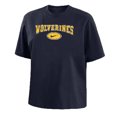 Nike Michigan  Women's College Boxy T-shirt In Blue
