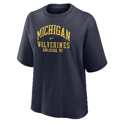 Nike Michigan  Women's College Boxy T-shirt In Blue