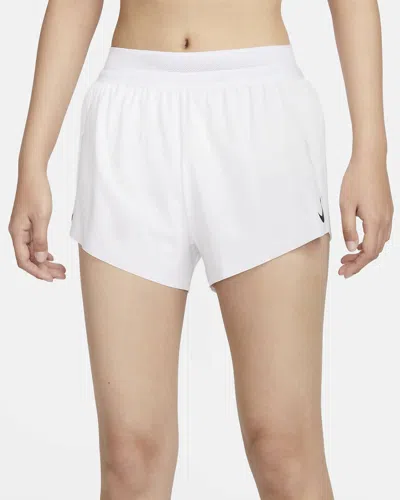 Nike Mid-rise Brief-lined Shorts In White/black