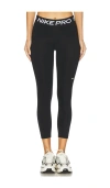 Nike Mid Rise Crop Mesh Panel Legging In Black