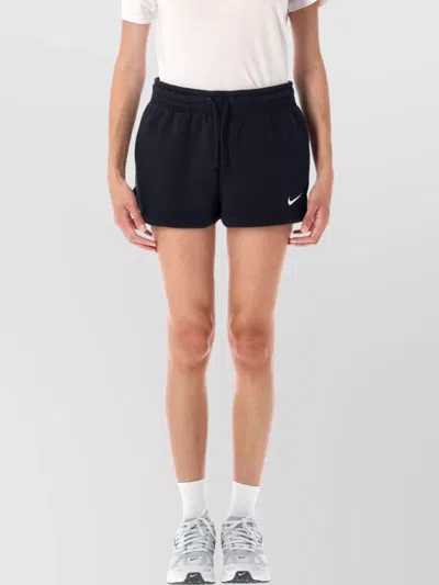 Nike Mid-rise Fleece Shorts Side Pockets In Black