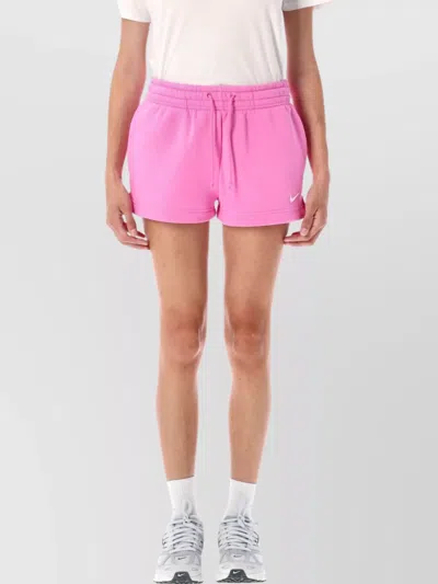 Nike Mid-rise Fleece Shorts Side Slits In Pink