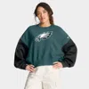 Nike Midnight Green Philadelphia Eagles Oversized Color-block Pullover Sweatshirt In Green