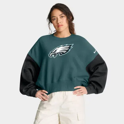 Nike Midnight Green Philadelphia Eagles Oversized Color-block Pullover Sweatshirt