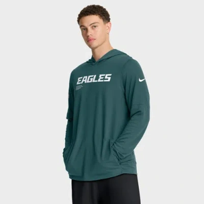 Nike Midnight Green Philadelphia Eagles Sideline Pure Fury Performance Long Sleeve Hoodie T-shirt