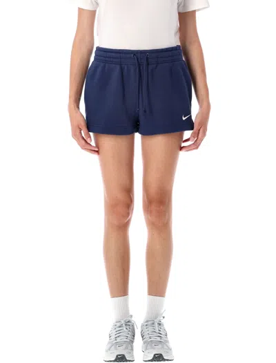 Nike Mid-rise Comfortable Fleece Shorts In Blue