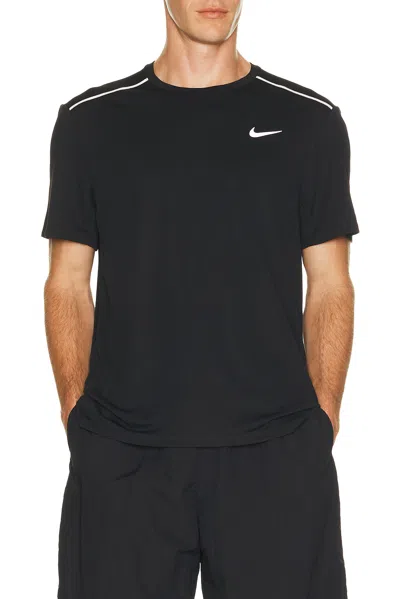 Nike Miler Dri-fit Uv Short-sleeve Running Top In Black