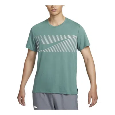 Nike Miler Flash Dri-fit Uv Running T-shirt Asia Sizing 'bicoastal' In Green