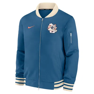Nike Milwaukee Brewers Authentic Collection City Connect  Men's Mlb Full-zip Bomber Jacket In Blue