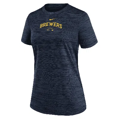 Nike Milwaukee Brewers Authentic Collection Practice Velocity  Women's Dri-fit Mlb T-shirt In Blue