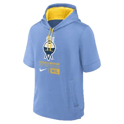 Nike Milwaukee Brewers City Connect  Men's Mlb Short-sleeve Pullover Hoodie In Blue