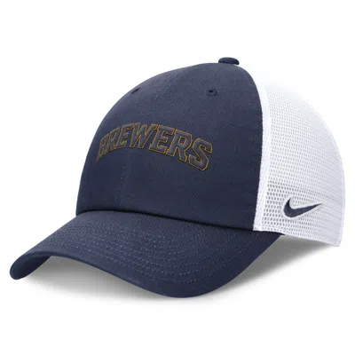 Nike Milwaukee Brewers Evergreen Wordmark Club  Men's Mlb Adjustable Hat In Blue