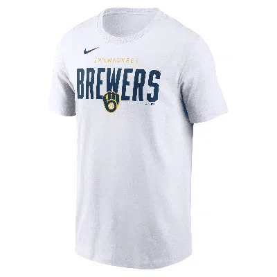Nike Milwaukee Brewers Home Team Bracket  Men's Mlb T-shirt In White