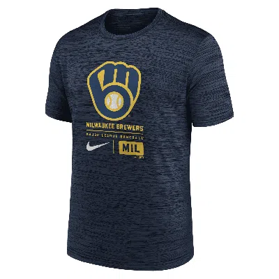 Nike Milwaukee Brewers Large Logo Velocity  Men's Mlb T-shirt In Blue