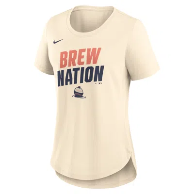 Nike Milwaukee Brewers Team Phrase City Connect Lockup  Women's Mlb T-shirt In Neutral