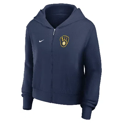Nike Milwaukee Brewers Womenâs  Women's Mlb Full-zip Hoodie In Blue