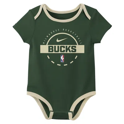 Nike Milwaukee Bucks Baby  Nba Bodysuit Set (2-pack) In Green