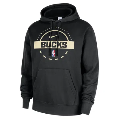 Nike Milwaukee Bucks Club  Men's Nba Practice Pullover Hoodie In Black