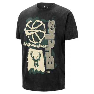 Nike Milwaukee Bucks Courtside  Men's Nba Max90 T-shirt In Black