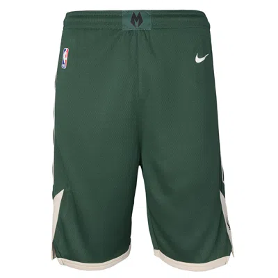 Nike Kids' Big Boys  Hunter Green Milwaukee Bucks Icon Edition Mesh Performance Swingman Shorts