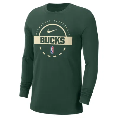 Nike Milwaukee Bucks  Men's Nba Practice Long-sleeve T-shirt In Green