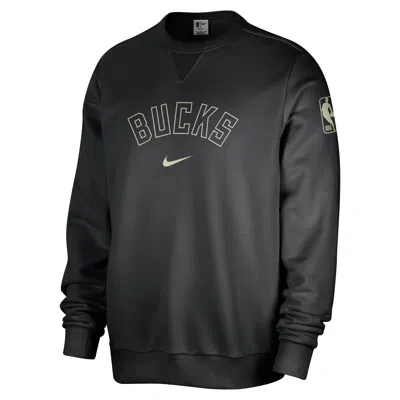 Nike Milwaukee Bucks Standard Issue  Men's Dri-fit Nba Crew-neck Sweatshirt In Black