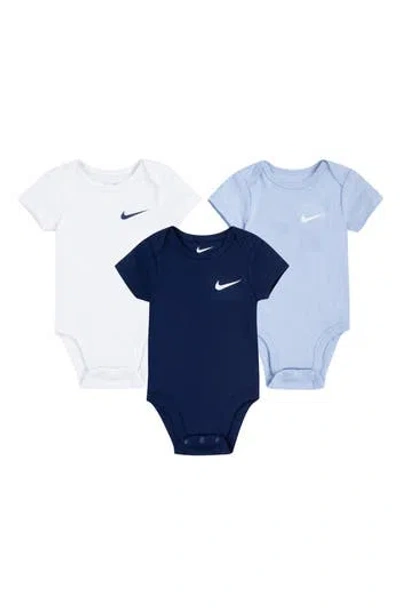Nike Babies'  Mini Me 3-pack Bodysuits In Midnight Navy
