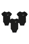 Nike Babies'  Mini Me 3-pack Bodysuits In Black