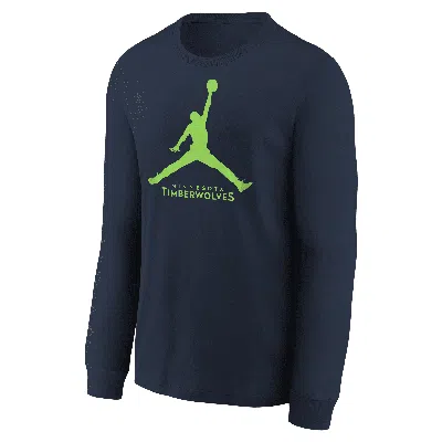 Nike Minnesota Timberwolves Essential Big Kids' Jordan Nba Long-sleeve T-shirt In Black