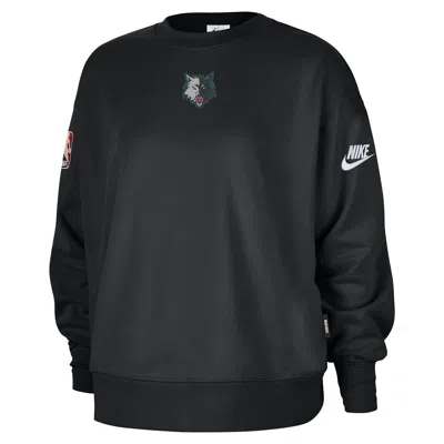 Nike Minnesota Timberwolves Hardwood Classics  Women's Nba Phoenix Fleece Premium Crewneck Sweatshirt In Black