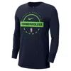 Nike Men's Navy Minnesota Timberwolves Authentic Long Sleeve Practice T-shirt In Black