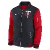 Nike Minnesota Twins Authentic Collection Dugout  Men's Mlb Full-zip Bomber Jacket In Multi