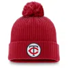 Nike Men's Red Minnesota Twins Cooperstown Collection Patch Cuffed Knit Hat With Pom In Red