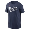 Nike Navy Minnesota Twins Fuse Wordmark T-shirt In Blue