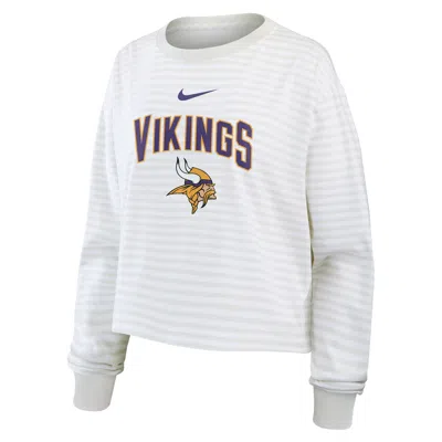 Nike Minnesota Vikings Primetime  Women's Cropped Long-sleeve T-shirt In White