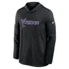 Nike Black Minnesota Vikings Sideline Pure Fury Performance Long Sleeve Hoodie T-shirt In Black
