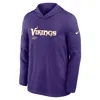 Nike Purple Minnesota Vikings Sideline Pure Fury Performance Long Sleeve Hoodie T-shirt In Purple