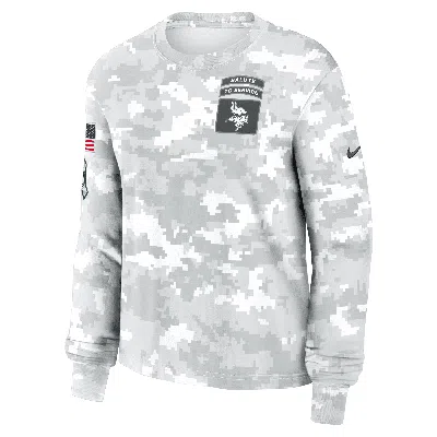 Nike Minnesota Vikings Salute To Service Edge Lockup  Women's Dri-fit Nfl Long-sleeve T-shirt In White